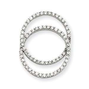  14k White Gold Diamond Double Circle Pendant Jewelry