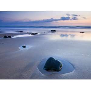 Sandy Beach at Low Tide at Dusk, Sandymouth, North Cornwall, UK 