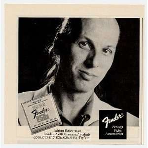  1990 Adrian Belew Photo Fender Strings Print Ad (Music 