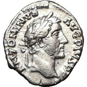 ANTONINUS PIUS 146AD Ancient Authentic Silver Roman Coin THRONE w 