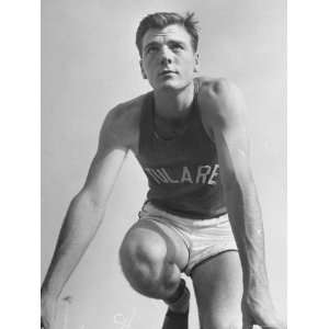  Decathlon Champ Bob Mathias, Posing in His Starting Stance 