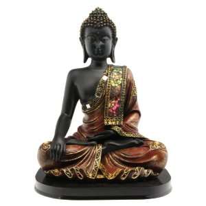 Black Buddha Statue with Mosaic Design on a Base   10 Inches High 