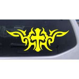 Yellow 26in X 10.2in    Christian Cross with Tribals Car Window Wall 