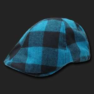  Black & Teal Blue Plaid Ivy Cap Golf Hat Size SMALL/MEDIUM 