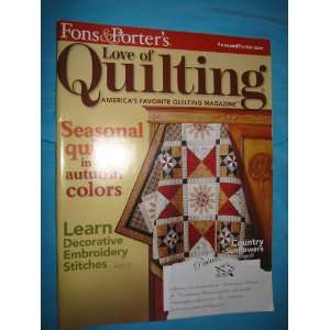 FONS & PORTERS LOVE OF QUILTING Magazine September/October 2009 