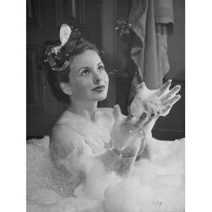  Jeanne Crain Taking Bubble Bath for Her Role in Movie 