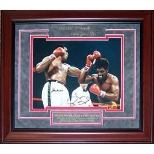  Muhammad Ali & Leon Spinks Autographed / Signed Framed 