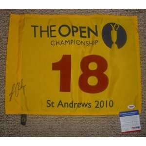  LOUIS OOSTHUIZEN signed 2010 British Open flag PSA/DNA 