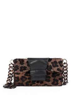 nada sawaya   Basia Haircalf Shoulder Bag/Leopard Print