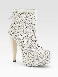 Alice + Olivia   Paige Laser Cut Calf Hair and Suede Ankle Boots 