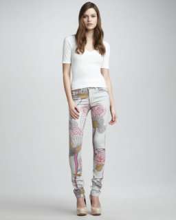 Floral Print Denim Jeans  
