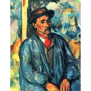 Oil Painting Farmer in the blue smock Paul Cezanne Hand 