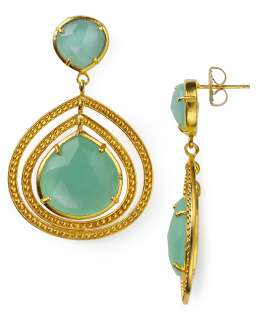 Coralia Leets Double Large Frame Peruvian Opal and Gold Earrings 