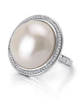 Crislu Micro Pavé Pearl Lustre Ring  