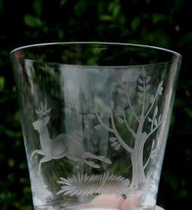LOBMEYR ENGRAVED DECANTER & 4 CORDIAL GLASSES  