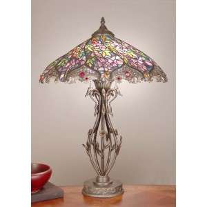 Dale Tiffany Evergreen Floral Tiffany Stained Glass Table Lamp with 