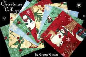 CHRISTMAS VILLAGE Quilt Squares CHARMS Winter Fabric  