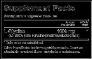 Supplement Facts NutraBio L Glycine capsules