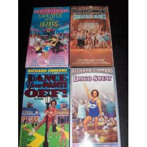 Richard Simmons 4 VHS tape set Disco Sweat/Sweatin to the Oldies 