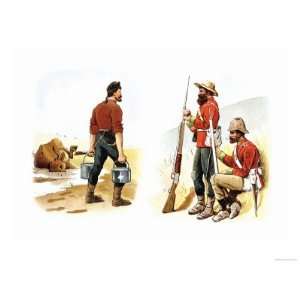  Soldiers and Farmer Giclee Poster Print by Richard Simkin 