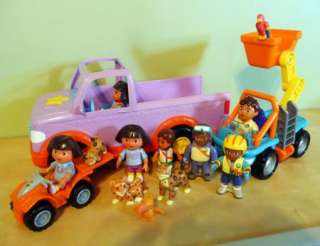 Dora the Explorer Go Diego Truck and Figure Lot   (3) vehicles, (12 