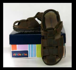  Boys STRIDE RITE Angler Brown Leather Fisherman Sandals 11.5 XW X Wide