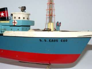 Vintage ITO Type S.S. CAPE COD Wood Toy Fishing Boat Japan Battery 