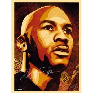  Michael Jordan, Shepard Fairey Dual Autographed Hall of 