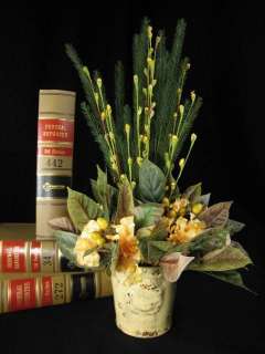 Yellow Hydrangea Bird Motif Silk Flower Floral Arrangement  