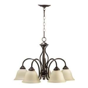 Quorum 6410 5 58 Spencer 5 Light Nook, Mystic Silver Finish with Amber 