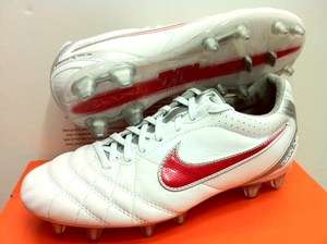 NIKE TIEMPO FLIGHT FG FOOTBALL SOCCER BOOTS CLEATS WHITE RED  