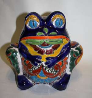 Mexican Talavera Frog Planter Pottery Flower Pot Chubby Hand Made 