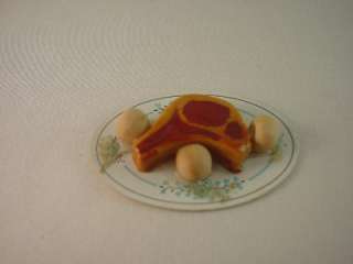 Meat and Fish Platters Miniature Dollhouse Food Vintage 3 pieces 