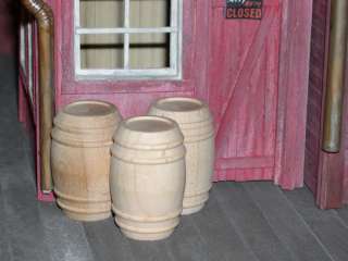 Three 112 Scale Unfinished Wooden Barrels