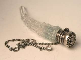 ANTIQUE CUT GLASS STERLING TOP PERFUME BOTTLE  