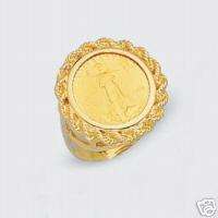 22K $5 AMERICAN EAGLE COIN IN 14K GOLD ROPE RING  