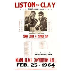  Liston Vs Clay Miami 1964 14x22 Vintage Style Poster 