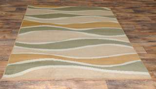 Green Clay Waves Modern Design 5x7 Area Rug Carpet AREA SIZE 5X8 