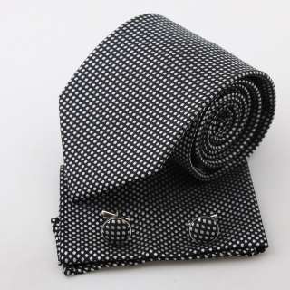   polka dots anniversary gifts silk neck tie cuff hanky Pointe  