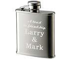   Personalized 7oz Black Leather Flasks Groomsmen / Bridesmaid Gifts
