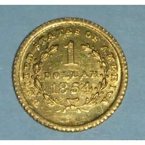  Gold Coin U.S. 1 One Dollar, 1854, Liberty Head   Type 