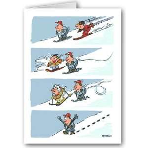  Funny Snow Skiing Note Card Pack   Downhill Slow Poke 