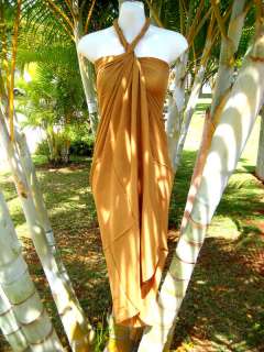 Sarong Solid Tan Brown Hawaiian Luau Cruise Wrap Dress  