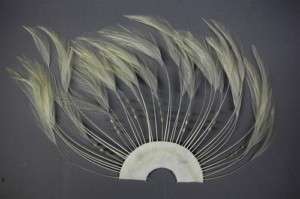 12 Pcs FEATHER PINWHEELS   IVORY Hackle Headbands/Pads  