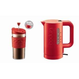  Bistro 2 Piece Electric Water Kettle and Travel Press Gift 