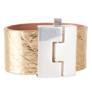  Leighelena Jigsaw Gold Python Wide Buckle Cuff Jewelry