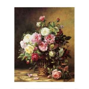  Old World Roses in a Basket   Poster by Albert Williams 