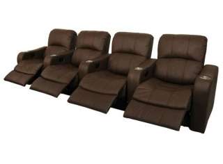 NEWPORT Home Theater Seating 4 Brown Recliner Chairs  