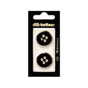  Dill Buttons 23mm 4 Hole Enamel Black 2 pc (6 Pack)