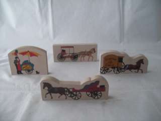 Set Of 4 CATS MEOW Blocks Carriage Wagon Hotdog Cart  